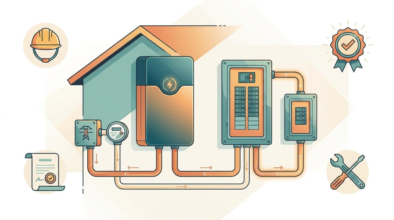 Residential battery backup power flow to selected circuits